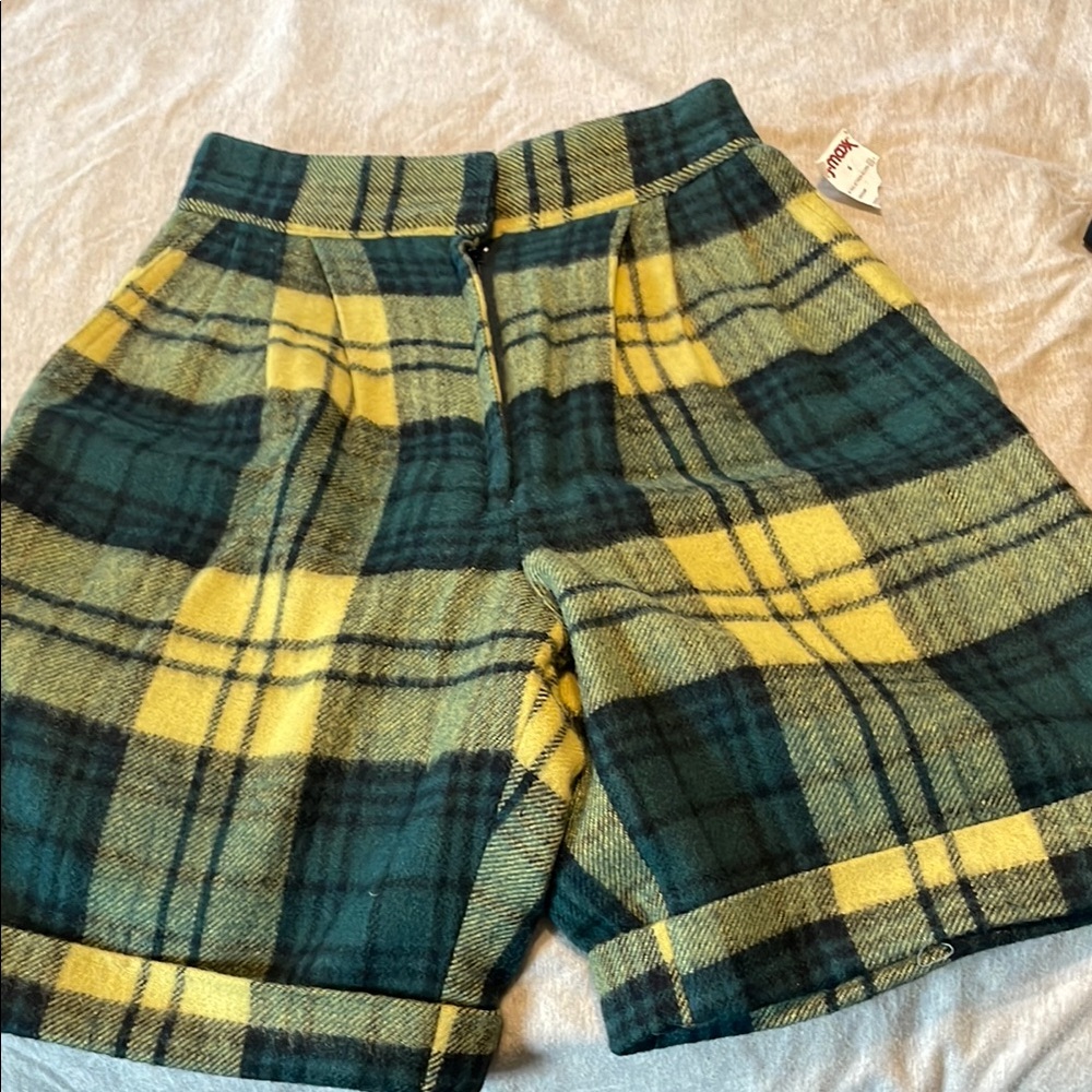 House of Harlow 1960 Green and Yellow Plaid Shorts